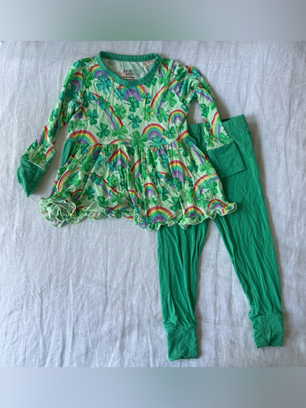Birdie Bean Bamboo Murphy Peplum Set 18-24m EUC